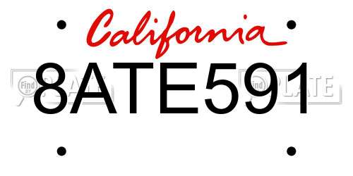8ATE591 California License Plate