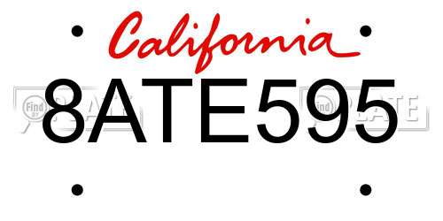 8ATE595 California License Plate