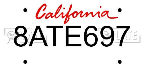 8ATE697 California License Plate
