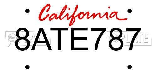 8ATE787 California License Plate