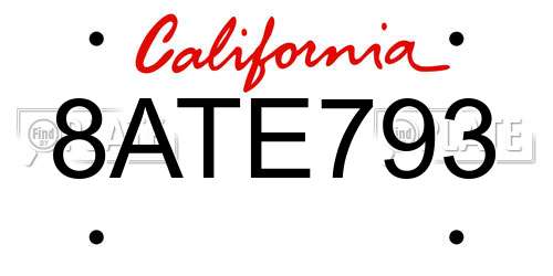 8ATE793 California License Plate