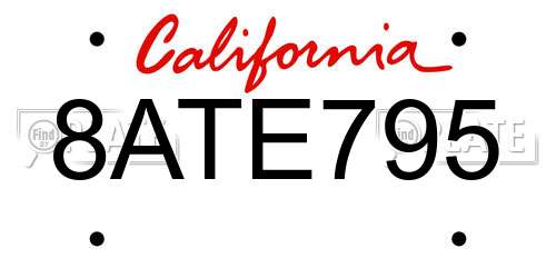 8ATE795 California License Plate