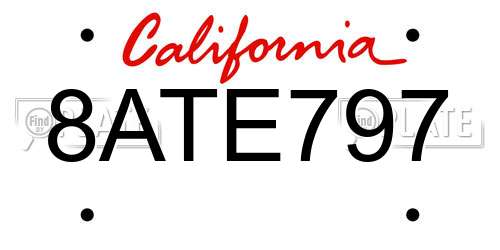 8ATE797 California License Plate