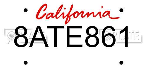 8ATE861 California License Plate