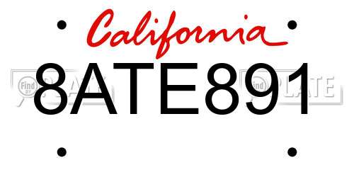 8ATE891 California License Plate