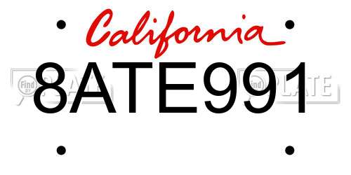 8ATE991 California License Plate