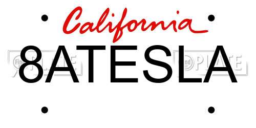 8ATESLA California License Plate