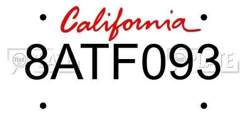8ATF093 California License Plate