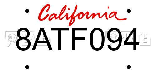 8ATF094 California License Plate