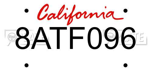 8ATF096 California License Plate