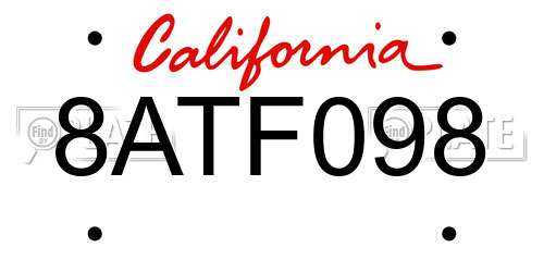 8ATF098 California License Plate