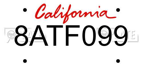 8ATF099 California License Plate