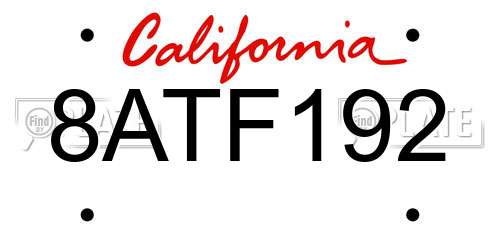 8ATF192 California License Plate