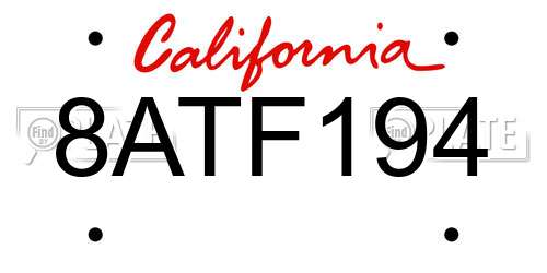 8ATF194 California License Plate