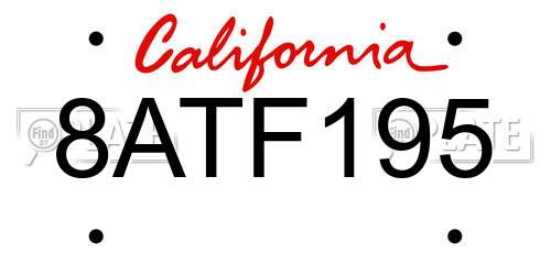 8ATF195 California License Plate