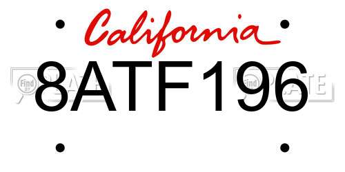 8ATF196 California License Plate