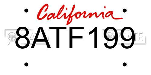 8ATF199 California License Plate