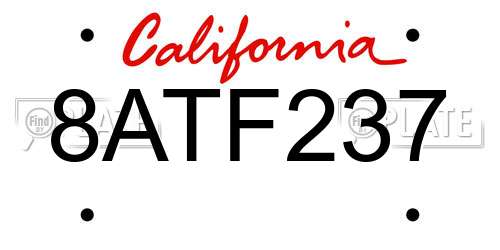 8ATF237 California License Plate