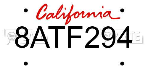 8ATF294 California License Plate