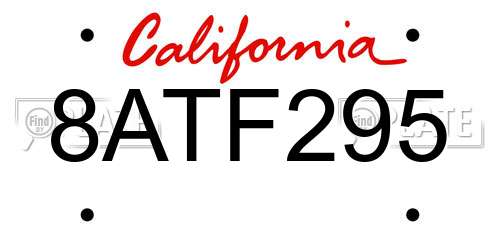 8ATF295 California License Plate