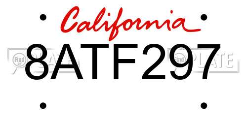 8ATF297 California License Plate