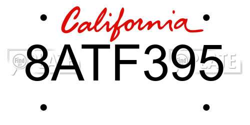 8ATF395 California License Plate
