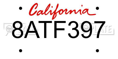 8ATF397 California License Plate