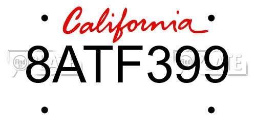 8ATF399 California License Plate