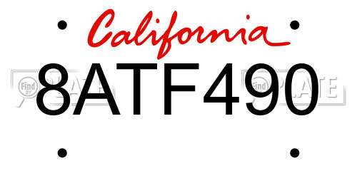 8ATF490 California License Plate
