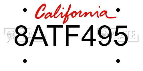 8ATF495 California License Plate