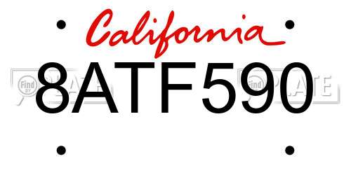 8ATF590 California License Plate