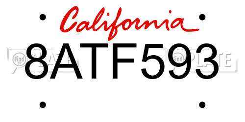 8ATF593 California License Plate