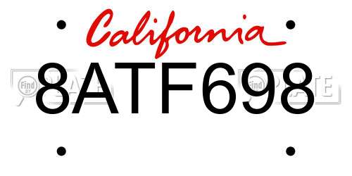 8ATF698 California License Plate