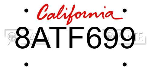 8ATF699 California License Plate