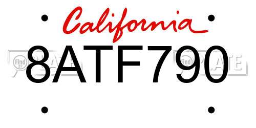 8ATF790 California License Plate