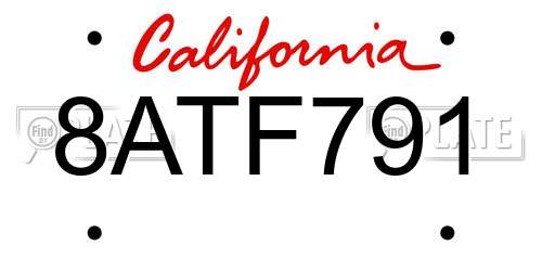 8ATF791 California License Plate