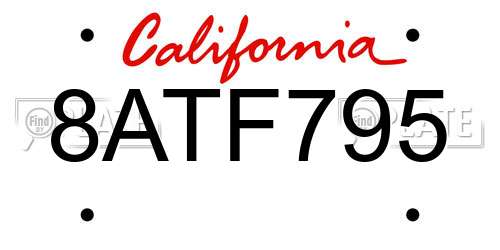 8ATF795 California License Plate