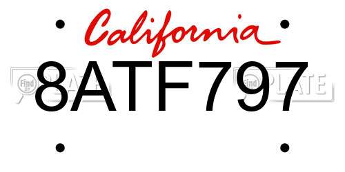8ATF797 California License Plate