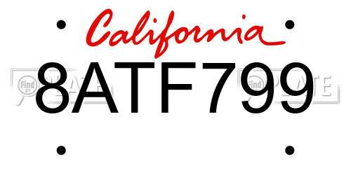 8ATF799 California License Plate
