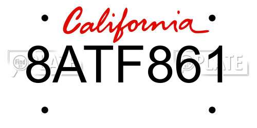 8ATF861 California License Plate