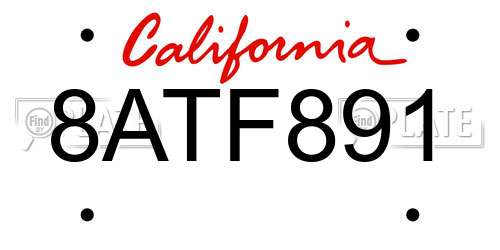 8ATF891 California License Plate