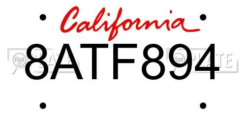 8ATF894 California License Plate