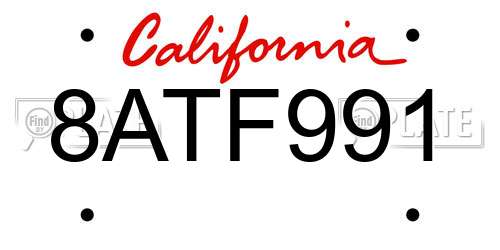 8ATF991 California License Plate