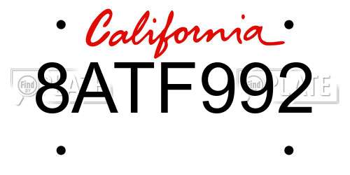 8ATF992 California License Plate