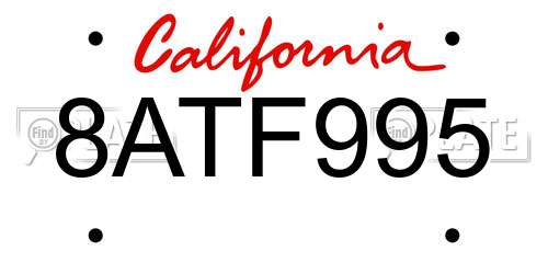 8ATF995 California License Plate