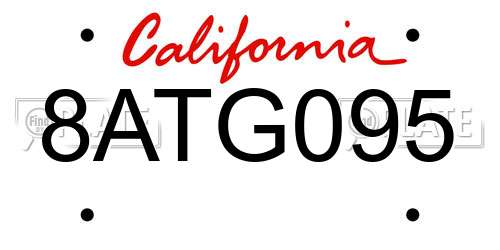 8ATG095 California License Plate