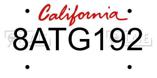 8ATG192 California License Plate