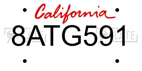 8ATG591 California License Plate