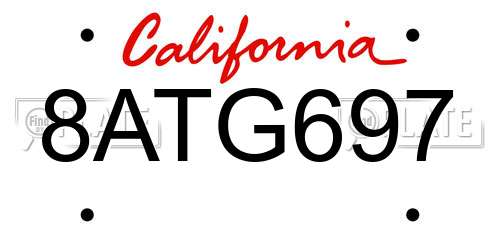 8ATG697 California License Plate