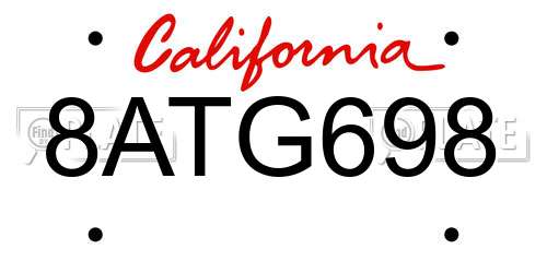 8ATG698 California License Plate